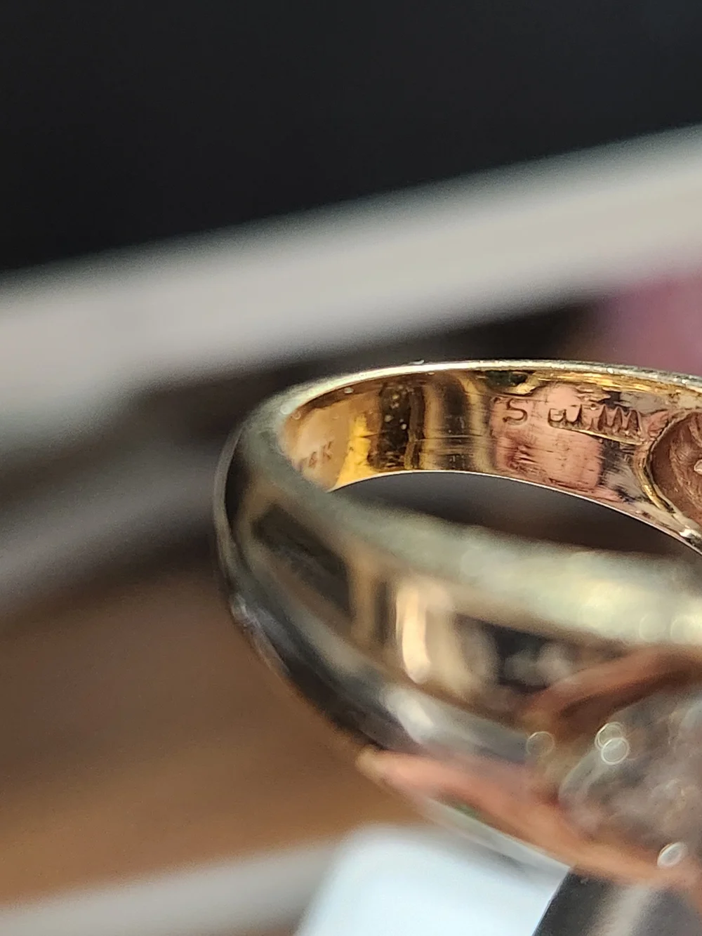 Gold Ring with Deep Green Tourmaline Stone and Trillion Diamond Accents